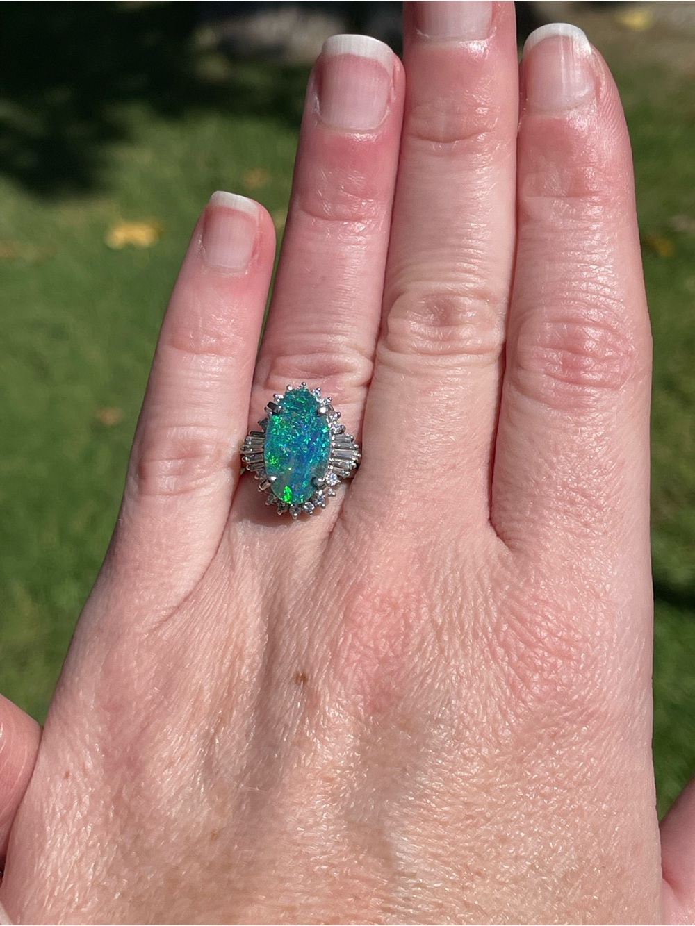 Australian Boulder Opal , platinum and diamond ring - Picture 14 of 16
